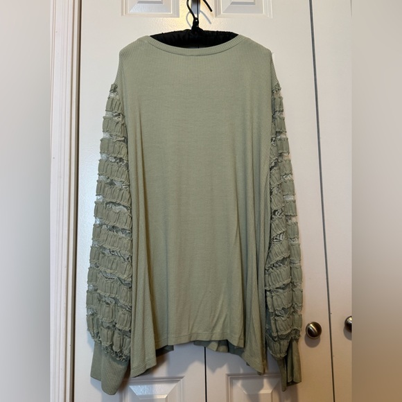 Cato 22/24W Sage Lace Boho Top Lightweight Spring Cottagecore - Picture 2 of 3